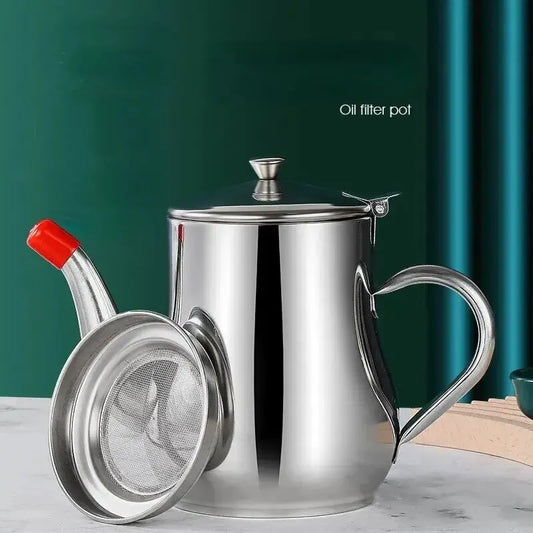 tetera de acero inoxidable para colar aceite