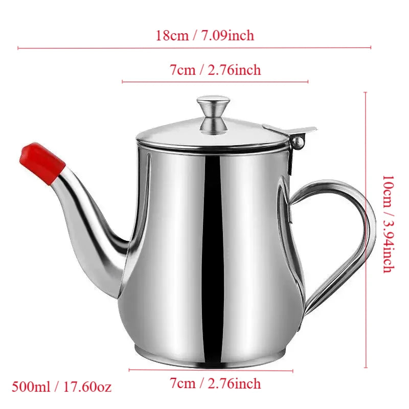 tetera de acero inoxidable para colar aceite