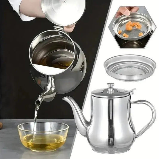 tetera de acero inoxidable para colar aceite