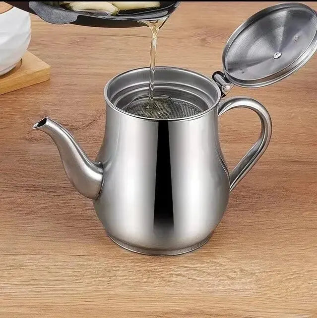 tetera de acero inoxidable para colar aceite